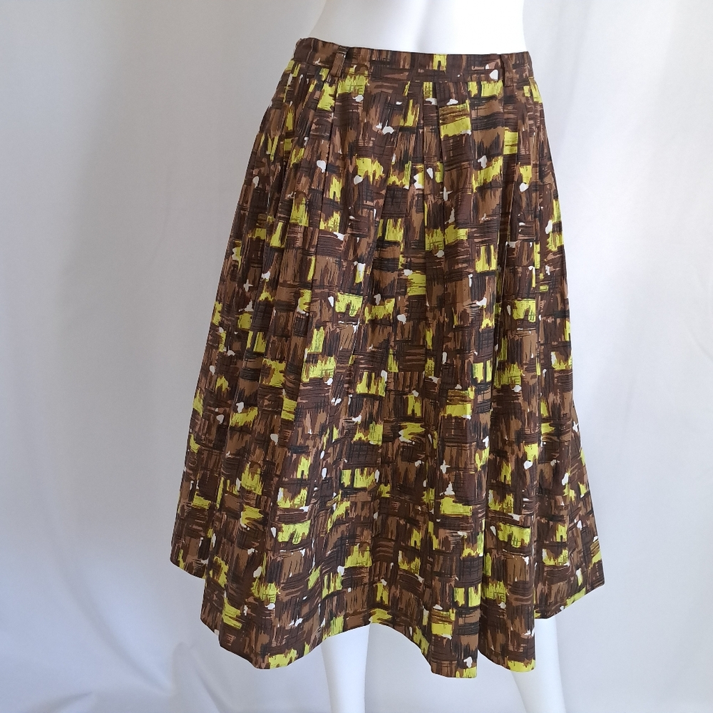 Marni Abstract Print Pleated Midi Skirt